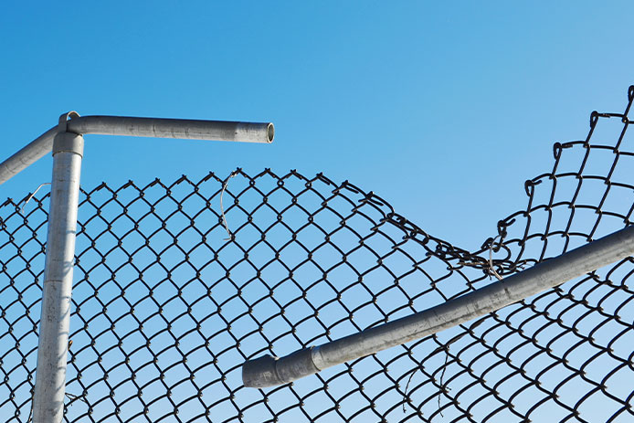 Broken Top Rails of chainlink fence