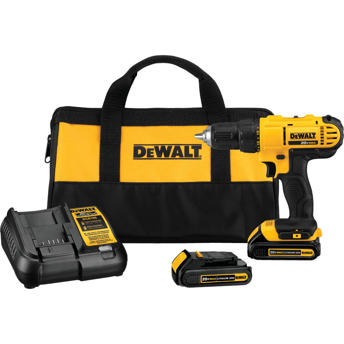 DEWALT 20V MAX 1 2 In. Cordless Drill Driver Kit with 2 1.3 Ah Batteries Charger Kellogg Supply